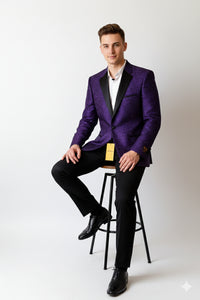 Alberto Nardoni Purple Notch Lapel Floral Sportcoat