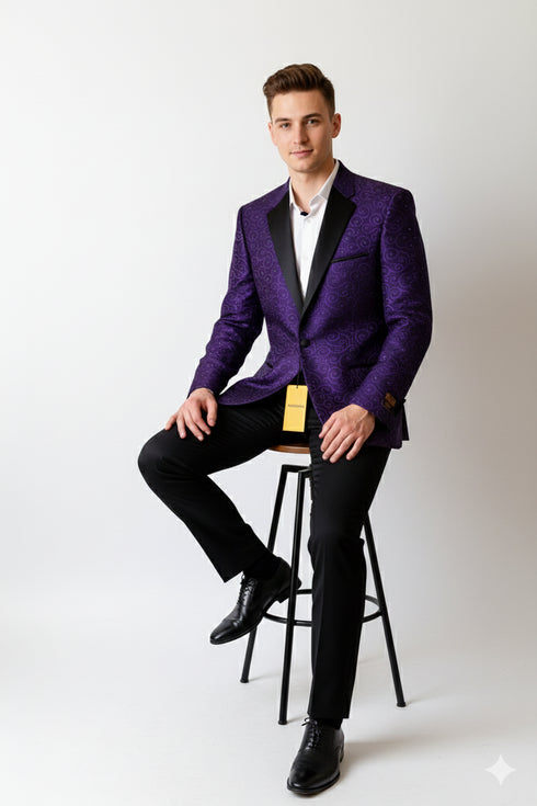 Alberto Nardoni Purple Notch Lapel Floral Sportcoat