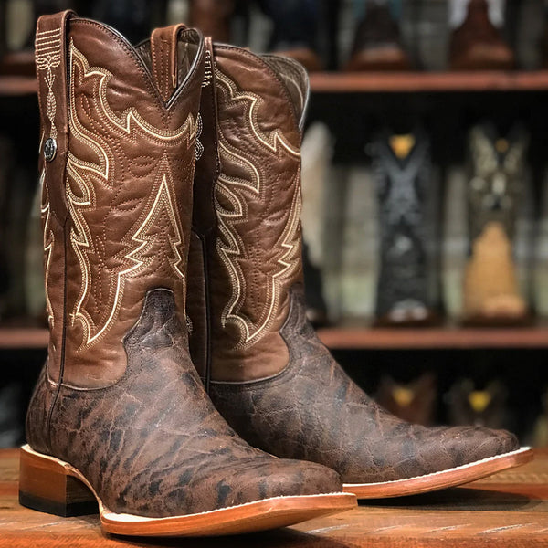 Mens Printed Elephant Cowboy Square Toe Boots