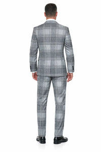 Statement Men’s 3-Piece Plaid Wool Suit – 100% Wool Modern Fit with Peak Lapel