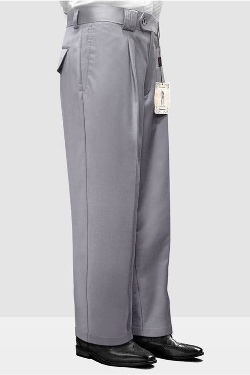 Mens Italian Wool Wide Leg Dress Pants in Light Grey