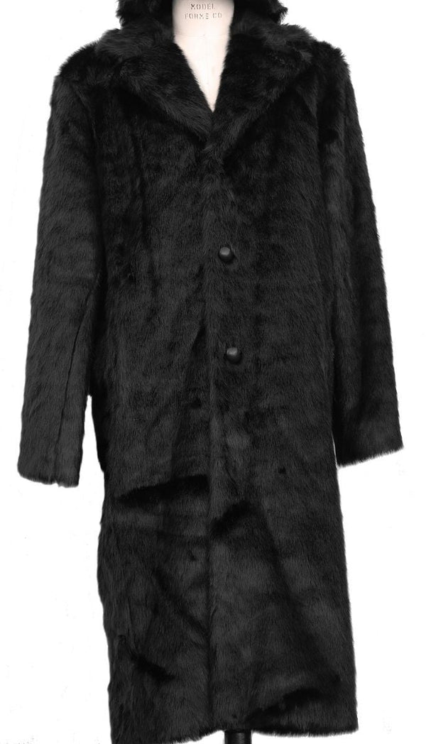 Faux Fur Coat - Men Full Length Overcoat in Black - Brown - White - Ivory - Gray For Winter