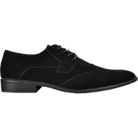 Bravo Mens Vegan Suede Wedding & Prom Wingtip Lace Up Dress Shoe in Black