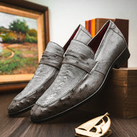 Marco Di Milano Fangio Serpentine Gray Leather Shoes