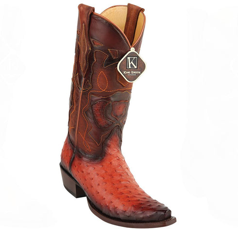 King Exotic Men's Ostrich Western Snip Toe Boots