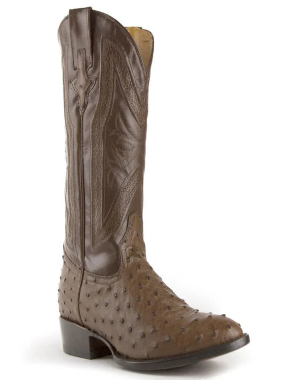 Ferrini Men's Colt Full Quill Ostrich Boots Handcrafted - Kango Brown