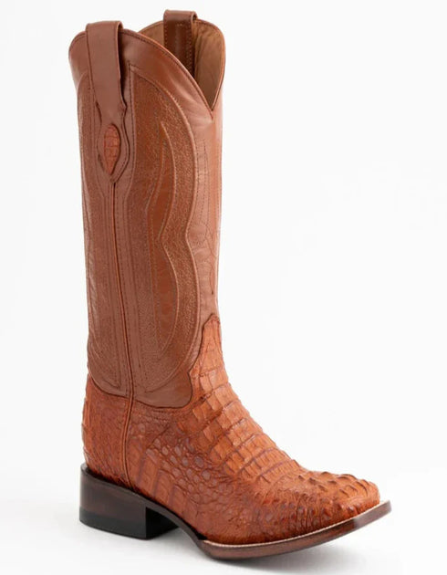 Ferrini Men's Dakota Hornback Caiman Boots - Square Toe Handcrafted Cognac