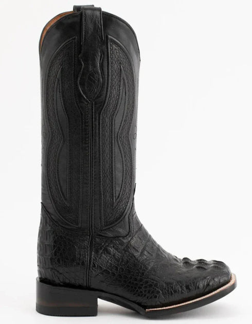 Ferrini Men's Dakota Hornback Caiman Western Boots - Square Toe Handcrafted Black