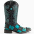 Ferrini Men's Patchwork Square Toe Boots Handcrafted - Black/Teal 1139350