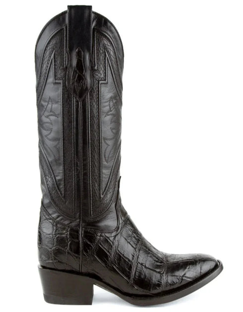 Ferrini Men's Stallion Alligator Belly Boots French Toe Handcrafted Black 1074104