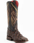 Ferrini Women's Bronco Square Toe Boots Pirarucu Fish Print - Chocolate