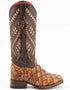 Ferrini Women's Bronco Square Toe Boots Pirarucu Fish Print - Cognac