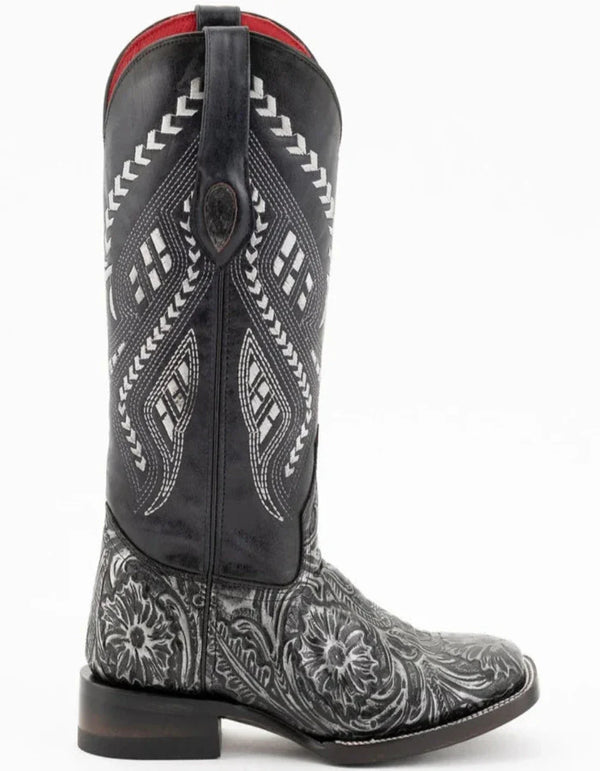 Ferrini Women's Cleopatra Square Toe Boots Handcrafted - Silver