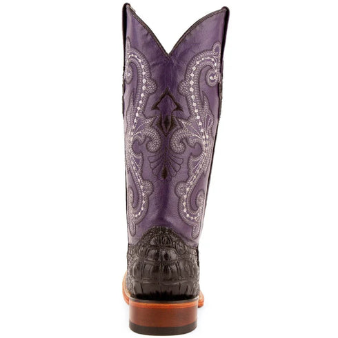 Ferrini Women's Rancher Square Toe Boots Crocodile Print - Black/Purple 9049304