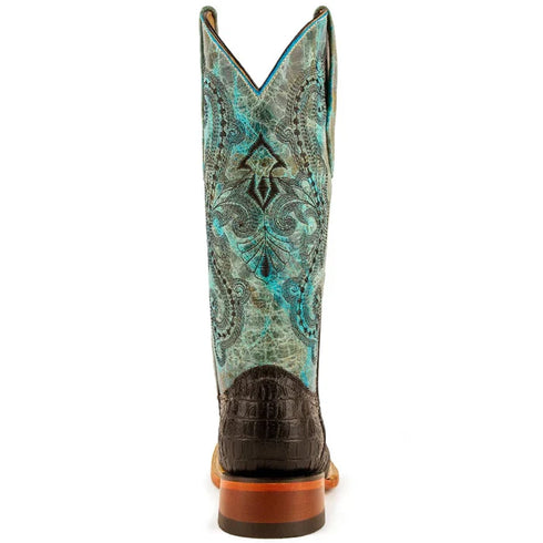 Ferrini Women's Stampede Square Toe Boots Crocodile Print - Black/Teal 9039350