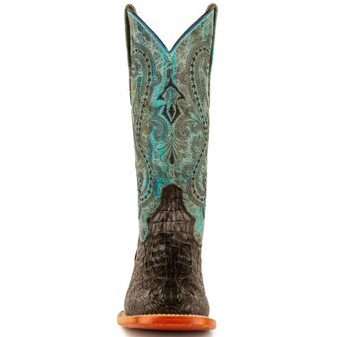 Ferrini Women's Stampede Square Toe Boots Crocodile Print - Black/Teal 9039350