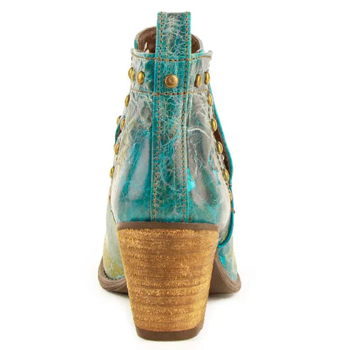 Ferrini Women's Stella Round Toe Ankle Boots Handcrafted - Turquoise 6101450