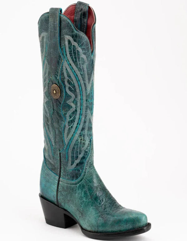 Ferrini Women's Twilight Snip Toe Boots Handcrafted - Teal 8106143