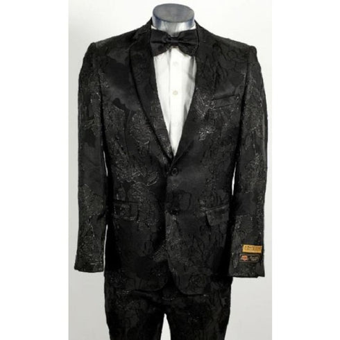 Black Floral Suit - Floral Prom And Wedding Tuxedo