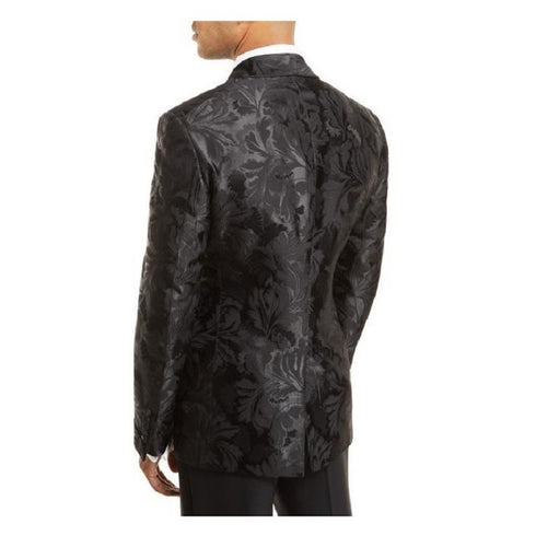 Black Floral Suit Shawl Lapel Classic Fit Dinner Jacket