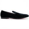Zelli Formal II Black Velvet Loafer with Hand-Stitched Crocodile Vamp