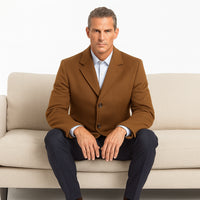 Copper Color Vicuna Vitali Light Brown Wool Long Overcoat