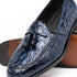 Zelli Franco Genuine Caiman Crocodile Tassel Loafers in Navy