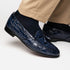 Zelli Franco Genuine Caiman Crocodile Tassel Loafers in Navy