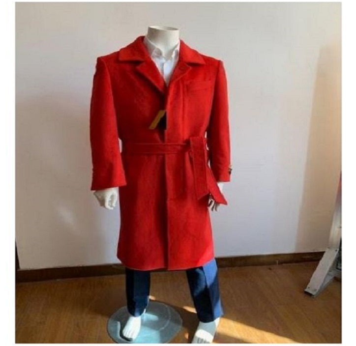 Long red peacoat best sale