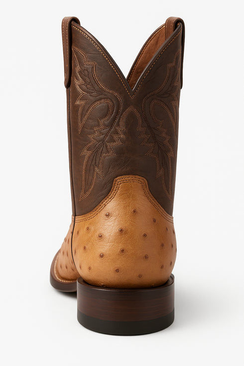 Dan Post Men's Alamosa Full Quill Ostrich Square Toe Boots - Sand