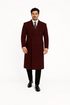 Fully Lined Dark Burgundy Wool Long Overcoat