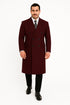 Fully Lined Dark Burgundy Wool Long Overcoat