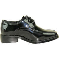 Bravo Mens Classic Bicycle Square Pointy Toe Patent Tuxedo Shoe in Black
