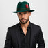 Gangster 100% Australian Wool Crushable Mens Fedora Hat - Removable Feather Gangster  Hunter Green Mens Fedora Hat