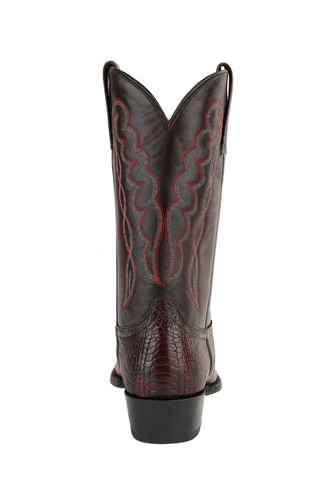 Mens King Exotic Ostrich Leg Boots Black Cherry (4980518)