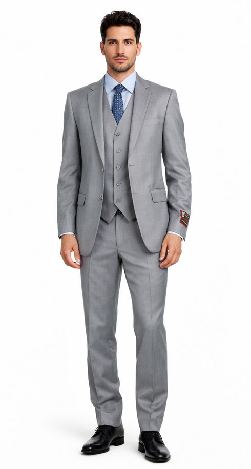 Giorgio Fiorelli Grey Two-Button Suit + Vest