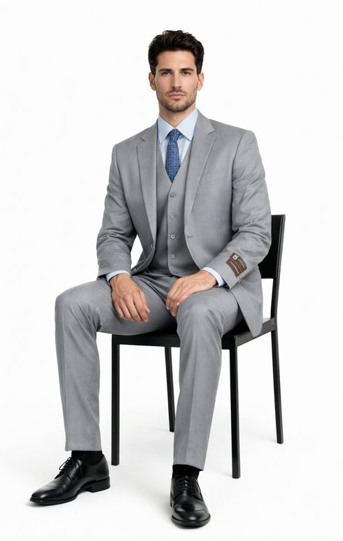 Giorgio Fiorelli Grey Two-Button Suit + Vest