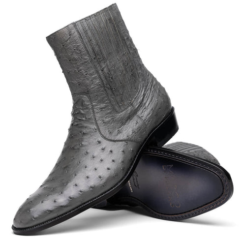 Marco Di Milano Giorgio Gray Serpentine Ostrich Quill Dress Boots