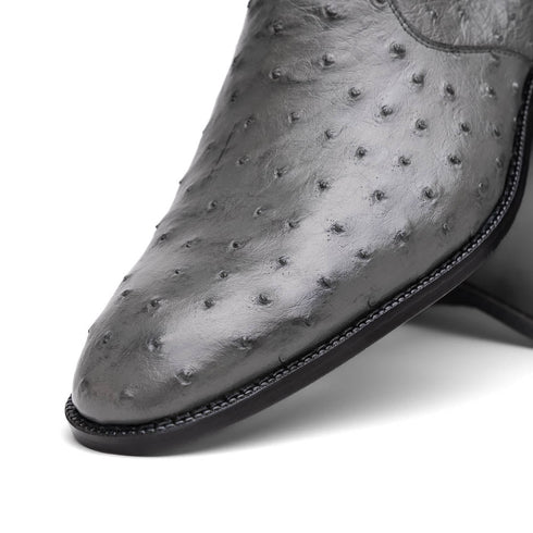 Marco Di Milano Giorgio Gray Serpentine Ostrich Quill Dress Boots