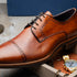 Zelli Giovanni Cap Toe Brogue Dress Shoes in Cognac with Textured Finish