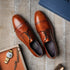 Zelli Giovanni Cap Toe Brogue Dress Shoes in Cognac with Textured Finish