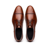 Zelli Giovanni Cap Toe Brogue Dress Shoes in Cognac with Textured Finish