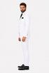 Men's White Statement Ticket Pocket Peak Lapel Wool Double Breasted Vest Suit with Gold Buttons – Modern Fit