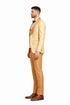 Gold Paisley 3-Piece Skinny Fit Suit – Wide Shawl Lapel with Matching Bow Tie