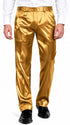 Mens Shiny Stretch Pants Solid Color Slim Fit Sateen Flashy Metallic Slacks in Color "Gold"