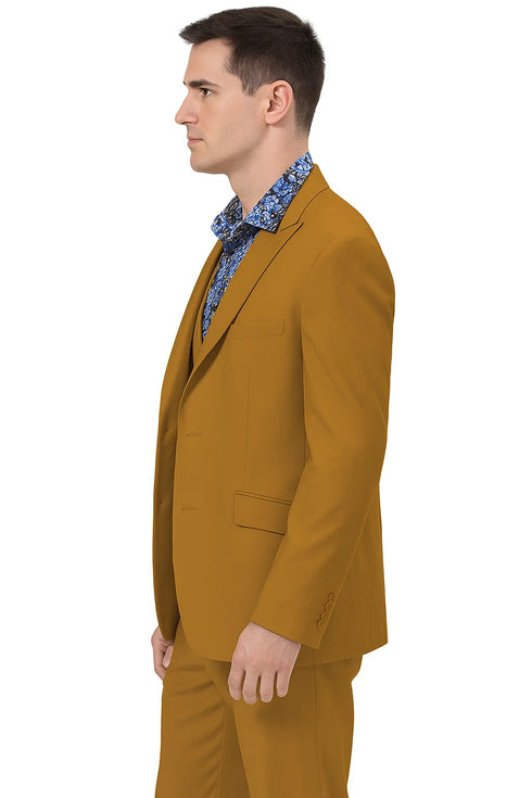 Gold Peak Lapel Suit for Men – Double Breasted Vest, Formal 3-Piece