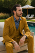 Gold Peak Lapel Suit for Men – Double Breasted Vest, Formal 3-Piece