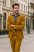 Gold Peak Lapel Suit for Men – Double Breasted Vest, Formal 3-Piece