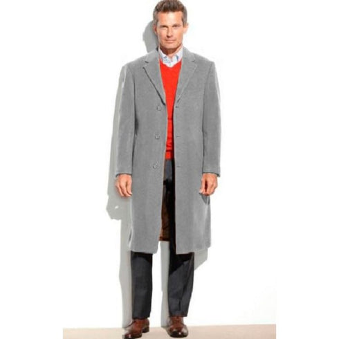 Men's Gray Overcoat - Grey Wool Topcoat ~ Long Men's Dress Topcoat