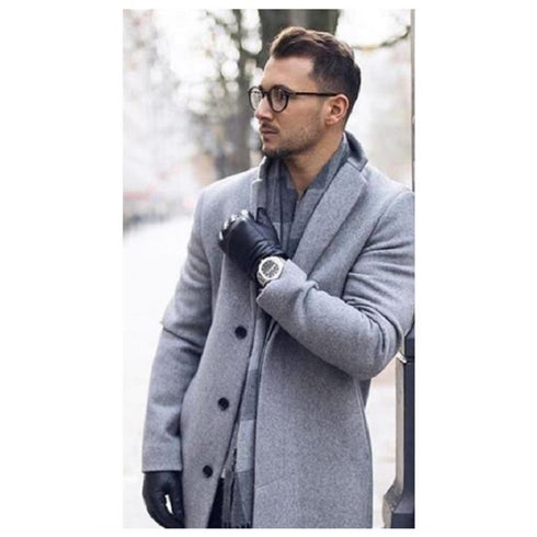 Men's Gray Overcoat - Grey Wool Topcoat Long Men's Dress Topcoat - Winter Coat